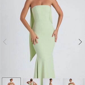 Oh Polly Strapless Light Green Dress
